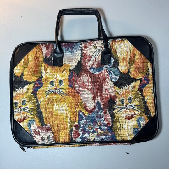 Vintage Tapestry Cat Laptop Case or Briefcase - Picture 3 of 9